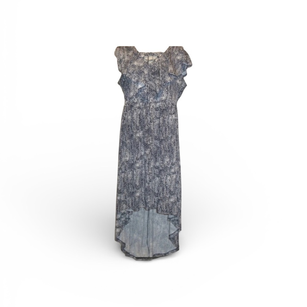 Torrid Abstract Navy/White Ruffled Laced Neckline Cottagecore High Low d… - Picture 8 of 8